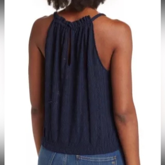 New RAMY BROOK Navy Blue Texture Noah Tank Top Shirt Size Large - Picture 11 of 11